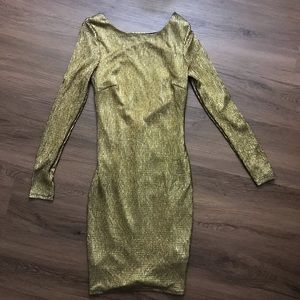 *SOLD* NWOT  metallic gold bodycon mini dress